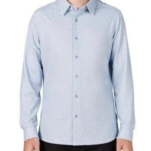 Infinity Mens SIze XXL Blue Button-Up Stretch Point Collar Textured Shirt NWT